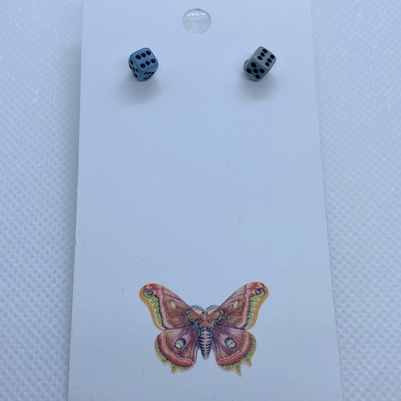 Gray Mini Dice Earrings Handmade - Picture 1 of 5